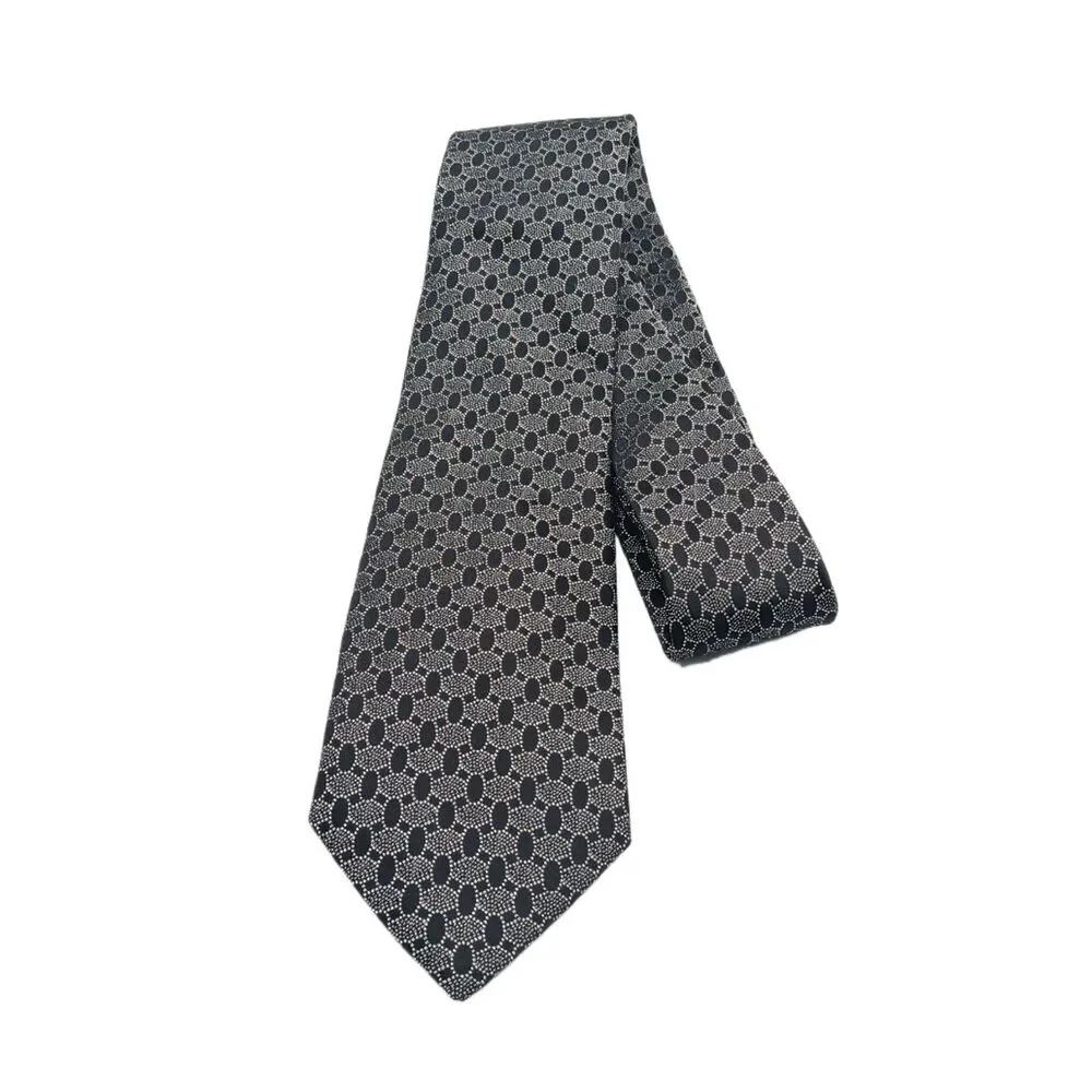 Joseph Abboud Silk Tie Mens 61.5” Gray Black Geometric Italy Classic Elegant NWT